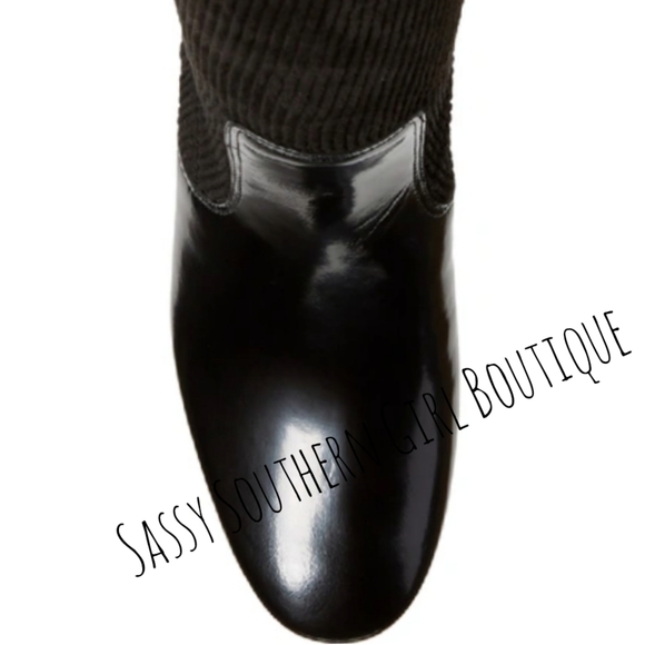 🆕⭐TORY BURCH black patent leather and cord ankle boots - Picture 4 of 16